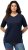 Ulla Popken Piping Accent Functional UVP 50+ Stretch Knit Top Navy Blue - T-paidat - 