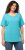 Ulla Popken Double Layer Rounded V-Neck Slim Fit Tee Deep Aqua - T-paidat - 