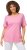 Ulla Popken Double Layer Rounded V-Neck Slim Fit Tee Light Pink - T-paidat - 