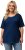 Ulla Popken Cold Dye Ruffle Edge Pocket Tee Dark Blue - T-paidat - 