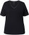Ulla Popken Satin Trimmed Ribbed Jersey Short Sleeve T-Shirt Black - T-paidat - 