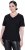 Ulla Popken Satin Trimmed Ribbed Jersey Short Sleeve T-Shirt Black - T-paidat - 