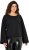 Ulla Popken Rolled Edge Long Sleeve Sweatshirt Black - Naisten hupparit ja collegepaidat isot koot - 
