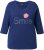 Ulla Popken Smile Rhinestone 3/4 Sleeve Graphic Tee Ink Blue - Painetut T-paidat naisille - 