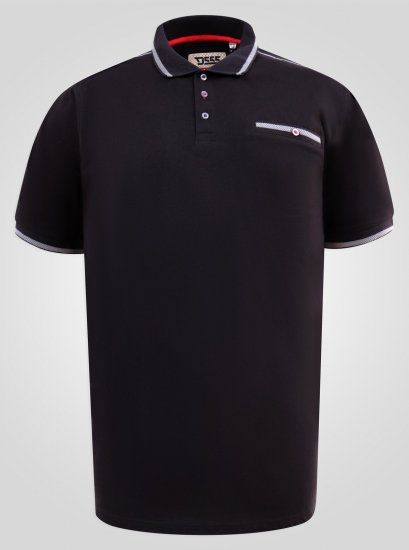 D555 Potts Jersey Polo With Jacquard Collar & Cuffs Musta - Pikeepaidat - Miesten isot pikeepaidat