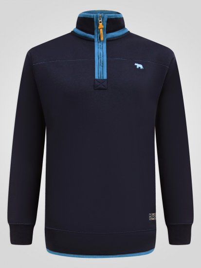 D555 Conway 2 1/4 Zip Neck Fleece Sweatshirt With Bear Logo Tummansininen - Hupparit ja collegepaidat - Miesten hupparit ja collegepaidat isot koot