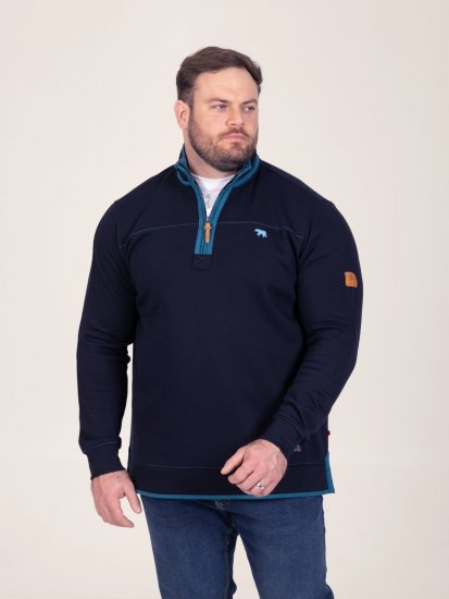 D555 Conway 2 1/4 Zip Neck Fleece Sweatshirt With Bear Logo Tummansininen - Hupparit ja collegepaidat - Miesten hupparit ja collegepaidat isot koot
