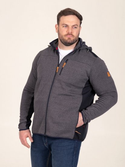 D555 Conrad Detachable Hood Bonded Fleece Zip Through Hoody Tummansininen - Hupparit ja collegepaidat - Miesten hupparit ja collegepaidat isot koot