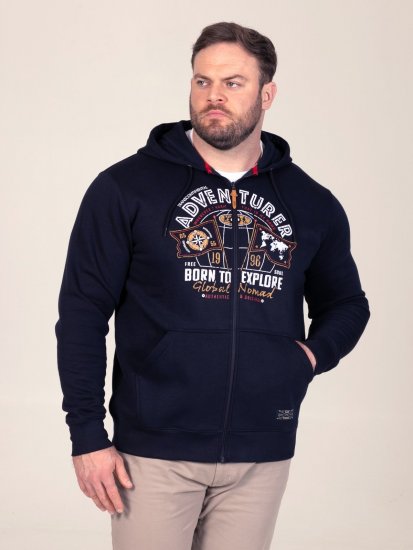 D555 Hector Adventurer Printed Zip Through Hoody Tummansininen - Hupparit ja collegepaidat - Miesten hupparit ja collegepaidat isot koot