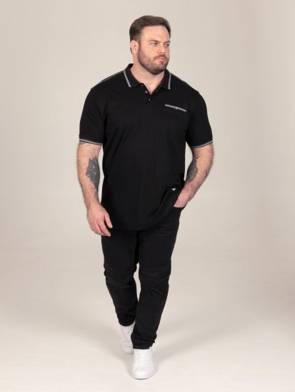 D555 Potts Jersey Polo With Jacquard Collar & Cuffs Musta - Pikeepaidat - Miesten isot pikeepaidat