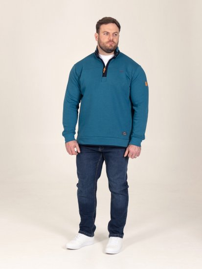 D555 Conway 1 1/4 Zip Neck Fleece Sweatshirt With Bear Logo Teal - Hupparit ja collegepaidat - Miesten hupparit ja collegepaidat isot koot