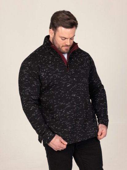 D555 Chandler Reno 1/4 Zip Neck Sweatshirt With Bear Logo Musta - Hupparit ja collegepaidat - Miesten hupparit ja collegepaidat isot koot