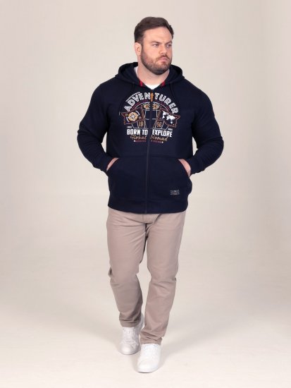 D555 Hector Adventurer Printed Zip Through Hoody Tummansininen - Hupparit ja collegepaidat - Miesten hupparit ja collegepaidat isot koot