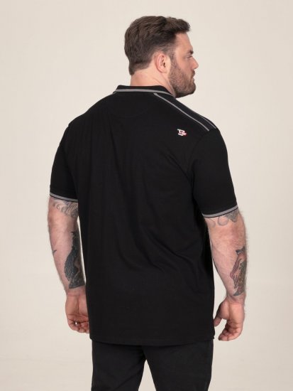 D555 Potts Jersey Polo With Jacquard Collar & Cuffs Musta - Pikeepaidat - Miesten isot pikeepaidat