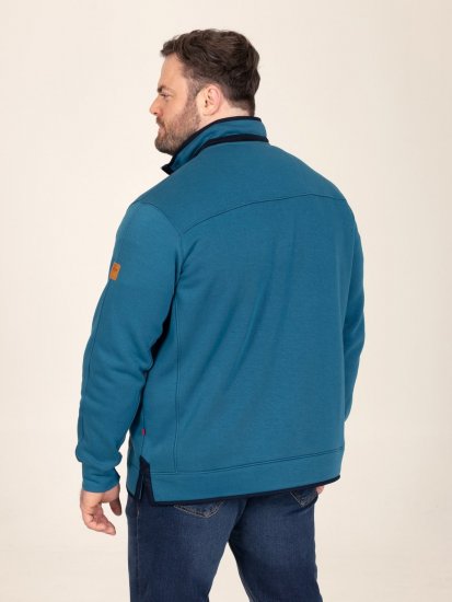 D555 Conway 1 1/4 Zip Neck Fleece Sweatshirt With Bear Logo Teal - Hupparit ja collegepaidat - Miesten hupparit ja collegepaidat isot koot