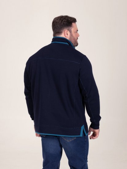 D555 Conway 2 1/4 Zip Neck Fleece Sweatshirt With Bear Logo Tummansininen - Hupparit ja collegepaidat - Miesten hupparit ja collegepaidat isot koot