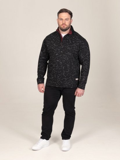 D555 Chandler Reno 1/4 Zip Neck Sweatshirt With Bear Logo Musta - Hupparit ja collegepaidat - Miesten hupparit ja collegepaidat isot koot