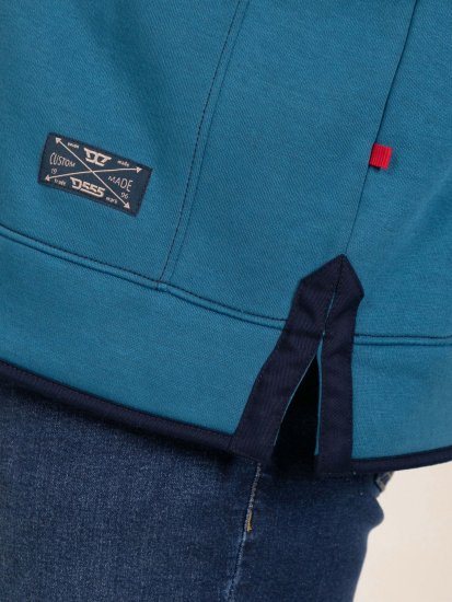 D555 Conway 1 1/4 Zip Neck Fleece Sweatshirt With Bear Logo Teal - Hupparit ja collegepaidat - Miesten hupparit ja collegepaidat isot koot