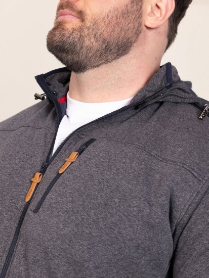 D555 Conrad Detachable Hood Bonded Fleece Zip Through Hoody Tummansininen - Hupparit ja collegepaidat - Miesten hupparit ja collegepaidat isot koot