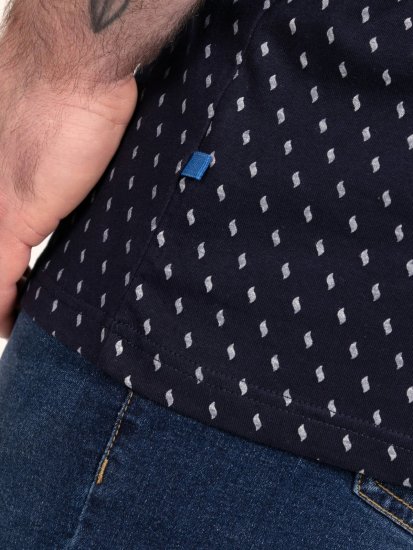 D555 Reid AOP Polo With Jacquard Collar, Pocket And Cuffs Tummansininen - Pikeepaidat - Miesten isot pikeepaidat