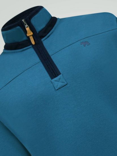 D555 Conway 1 1/4 Zip Neck Fleece Sweatshirt With Bear Logo Teal - Hupparit ja collegepaidat - Miesten hupparit ja collegepaidat isot koot