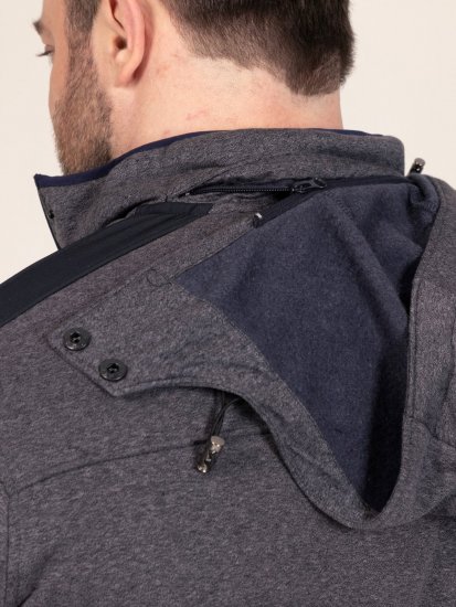 D555 Conrad Detachable Hood Bonded Fleece Zip Through Hoody Tummansininen - Hupparit ja collegepaidat - Miesten hupparit ja collegepaidat isot koot