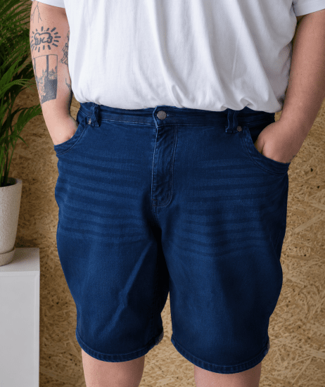 Kam Jeans Pepe Knitted Denim Shorts Random Mid Wash Blue - Shortsit - Shortsit, isot koot – W40-W60