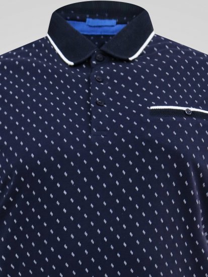 D555 Reid AOP Polo With Jacquard Collar, Pocket And Cuffs Tummansininen - Pikeepaidat - Miesten isot pikeepaidat