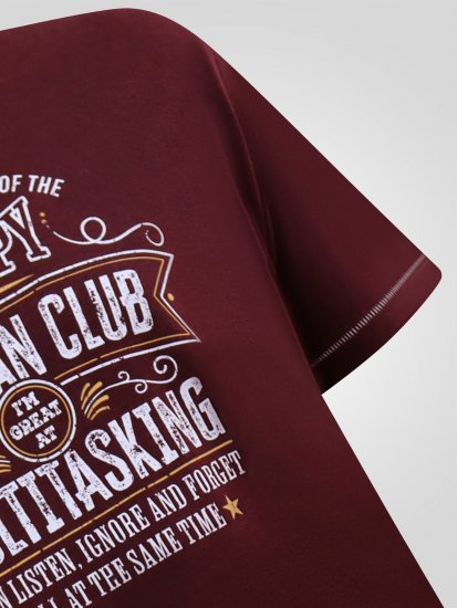 D555 Baldwin Grumpy Old Man Club Print Crew Neck T-shirt Burgundy/ Black Twist - T-paidat - Isot T-paidat 2XL – 14XL