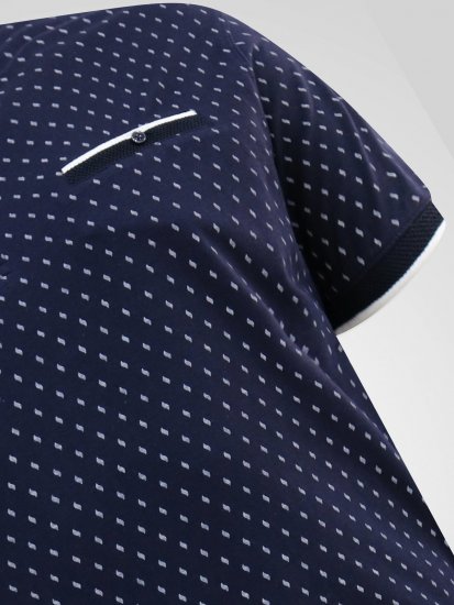 D555 Reid AOP Polo With Jacquard Collar, Pocket And Cuffs Tummansininen - Pikeepaidat - Miesten isot pikeepaidat
