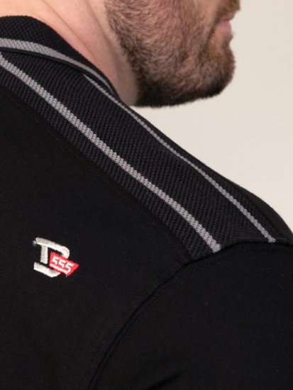 D555 Potts Jersey Polo With Jacquard Collar & Cuffs Musta - Pikeepaidat - Miesten isot pikeepaidat