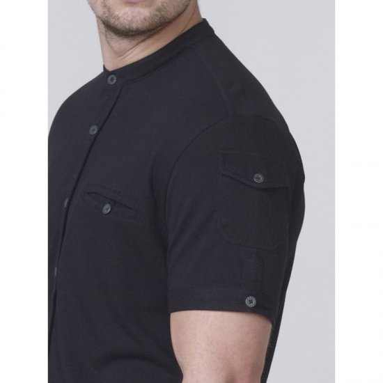 D555 Archer Collarless Shirt Black - Kauluspaidat - Miesten isot kauluspaidat 2XL – 8XL