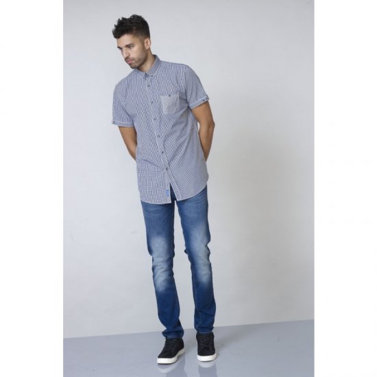 D555 Hank Gingham Short Sleeve Shirt - Kauluspaidat - Miesten isot kauluspaidat 2XL – 8XL