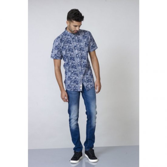 D555 Sheldon Hawaii Shirt Navy - Kauluspaidat - Miesten isot kauluspaidat 2XL – 8XL