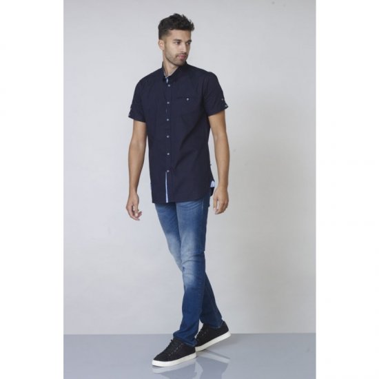 D555 Tim Short Sleeve Shirt Navy - Kauluspaidat - Miesten isot kauluspaidat 2XL – 8XL