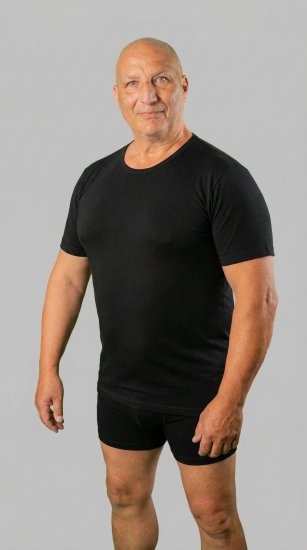 20 Nodi Short Sleeve Crew Neck in Combed Cotton Jersey Black - Aluspaidat - 