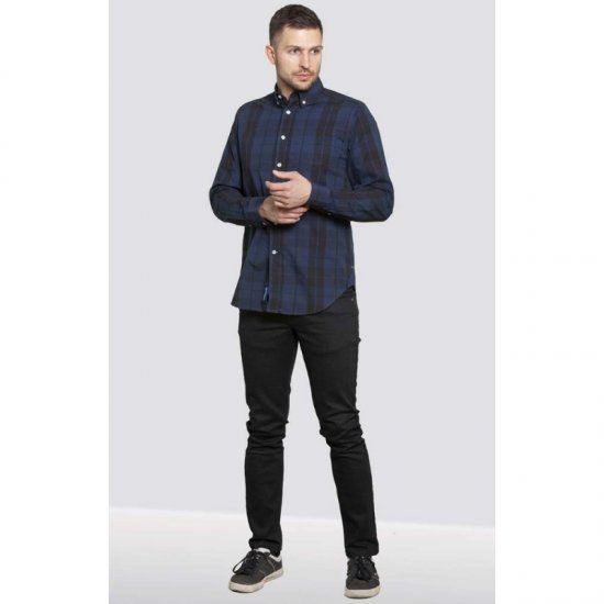 D555 Davenport Long Sleeve Shirt Navy - Kauluspaidat - Miesten isot kauluspaidat 2XL – 8XL