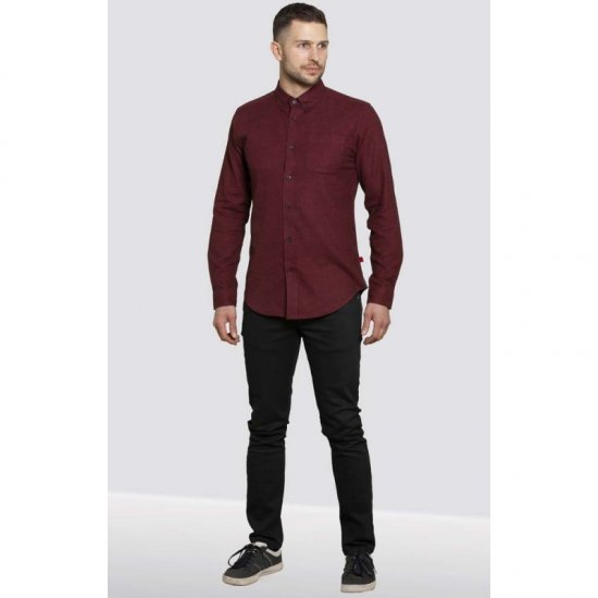 D555 Dawson Textured Shirt Dark Red - Kauluspaidat - Miesten isot kauluspaidat 2XL – 8XL