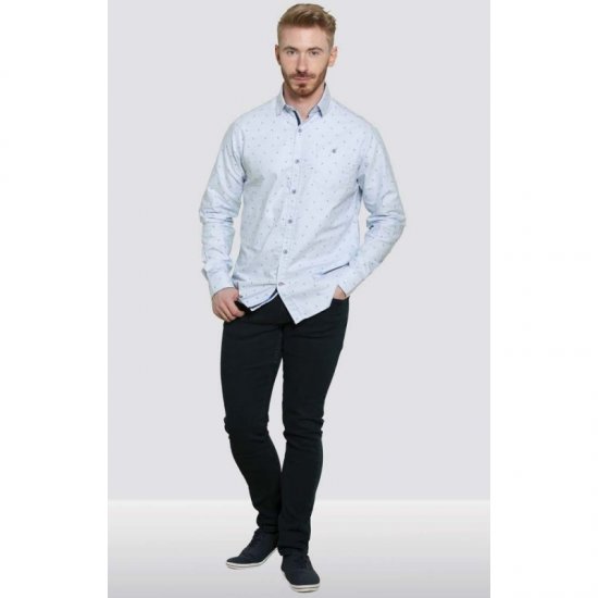 D555 Addington Printed Oxford Shirt Blue - Kauluspaidat - Miesten isot kauluspaidat 2XL – 8XL