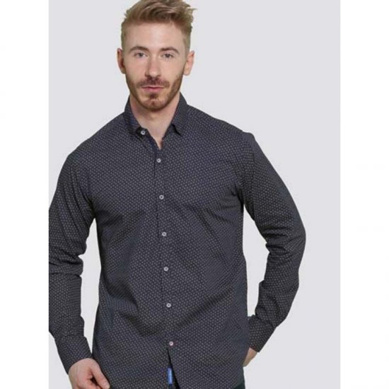 D555 Babworth Long Sleeve Shirt Navy - Kauluspaidat - Miesten isot kauluspaidat 2XL – 8XL