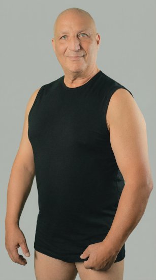 20 Nodi 1004 Sleeveless Crew Neck Shirt in Combed Cotton Jersey Black - Aluspaidat - 