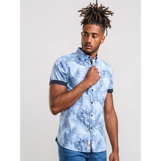 D555 Santana Hawaii Shirt Sky Blue - Kauluspaidat - Miesten isot kauluspaidat 2XL – 8XL