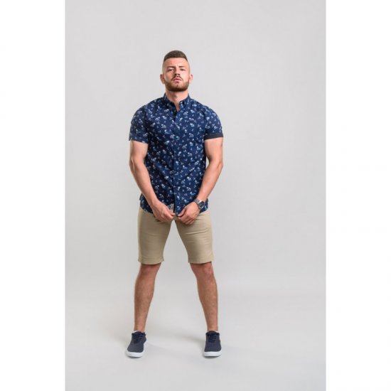 D555 Davian Hawaii Shirt Navy - Kauluspaidat - Miesten isot kauluspaidat 2XL – 8XL