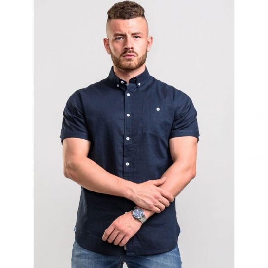 D555 Brixton Shirt Navy - Kauluspaidat - Miesten isot kauluspaidat 2XL – 8XL