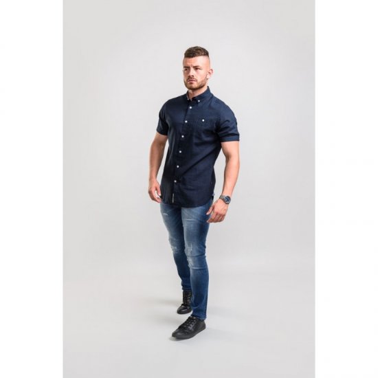 D555 Brixton Shirt Navy - Kauluspaidat - Miesten isot kauluspaidat 2XL – 8XL