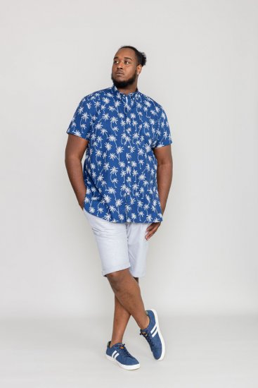 D555 BURLEY Palm Tree Print Shirt - Kauluspaidat - Miesten isot kauluspaidat 2XL – 8XL