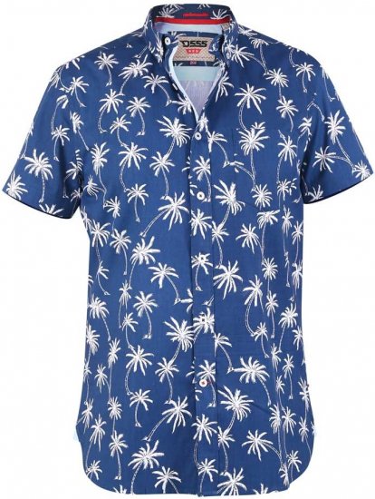 D555 BURLEY Palm Tree Print Shirt - Kauluspaidat - Miesten isot kauluspaidat 2XL – 8XL