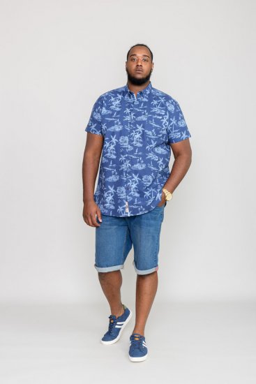 D555 WHITSBURY Hawaiian Print Shirt - Kauluspaidat - Miesten isot kauluspaidat 2XL – 8XL