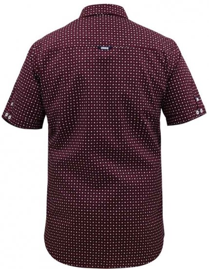 D555 Hillcrest S/S Micro Ao Print Shirt Burgundy - Kauluspaidat - Miesten isot kauluspaidat 2XL – 8XL