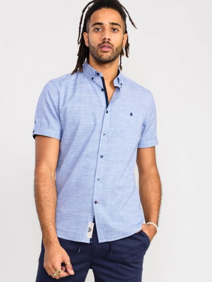 D555 Hadley S/S Micro Dog Tooth Check Shirt - Kauluspaidat - Miesten isot kauluspaidat 2XL – 8XL